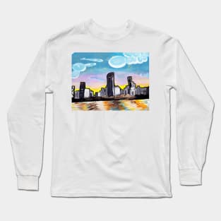 Beautiful Brisbane City Painting Long Sleeve T-Shirt